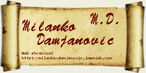 Milanko Damjanović vizit kartica